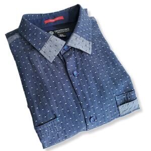 Men 90s Akademiks Blue Button Ss Shirt XXL Slim Fit Casual Spring Summer Classic